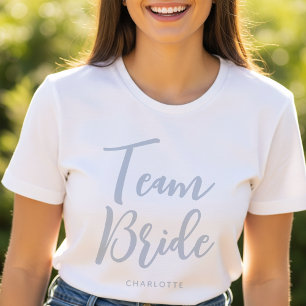 Team Bride Custom Name Wedding Dusty Blue T-Shirt