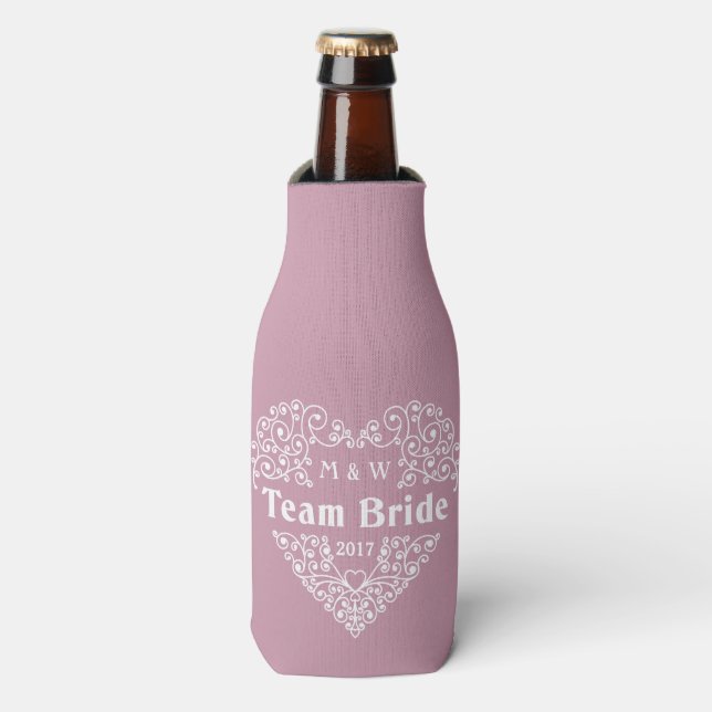 Team Bride custom text bottle cooler (Bottle Front)