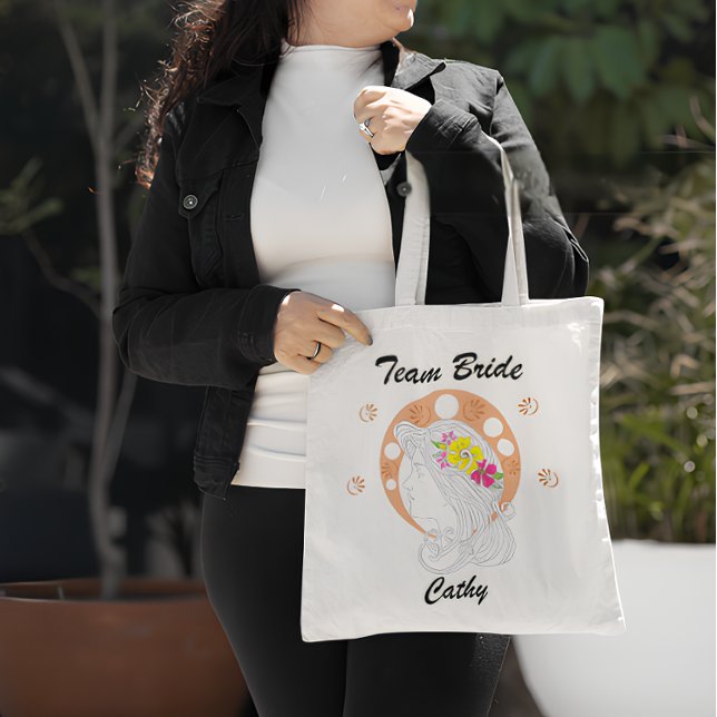 Team Bride | Customisable Hand Sketch   Tote Bag (Creator Uploaded)