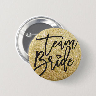 Team Bride Diamond Bridal Party Chic Gold Glitter 6 Cm Round Badge