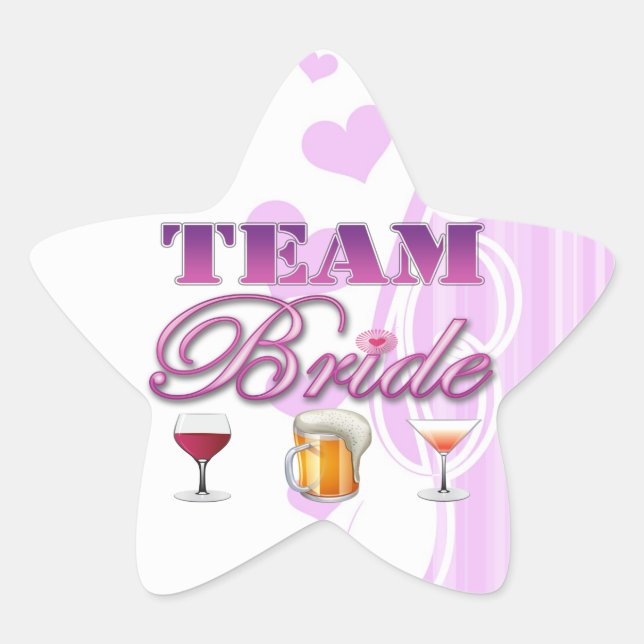 Team Bride Drinks Bridesmaids Wedding Bridal Party Star Sticker (Front)
