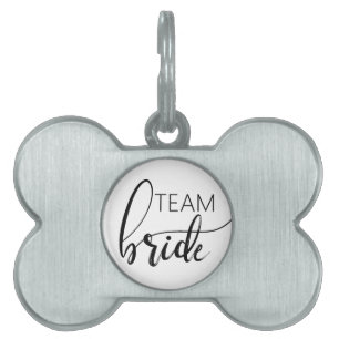 Team Bride Elegant Minimalist Dog Bone Pet Tag