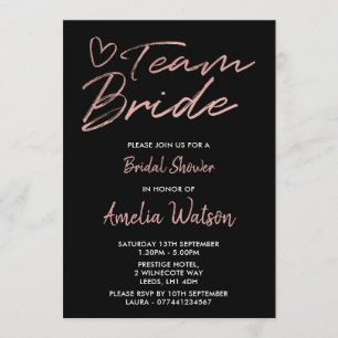 Team Bride Faux rosegold bridal shower invite