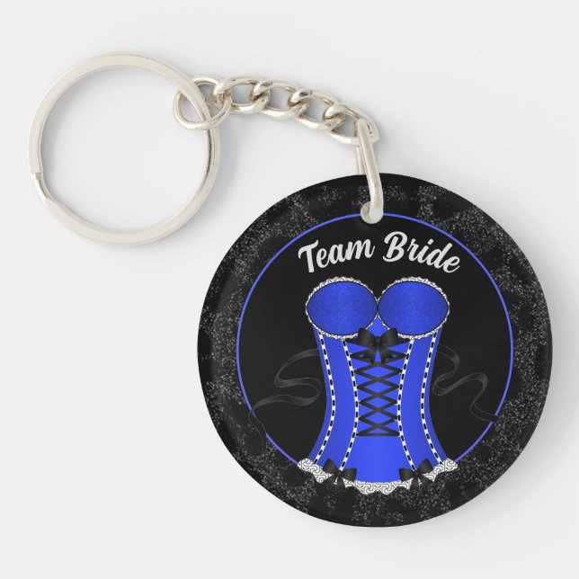 Team Bride Flirty Blue Corset Key Ring (Front)