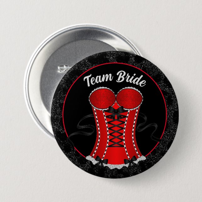 Team Bride Flirty Red Corset 7.5 Cm Round Badge (Front & Back)
