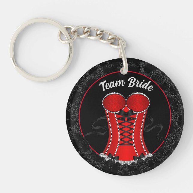 Team Bride Flirty Red Corset Key Ring (Front)