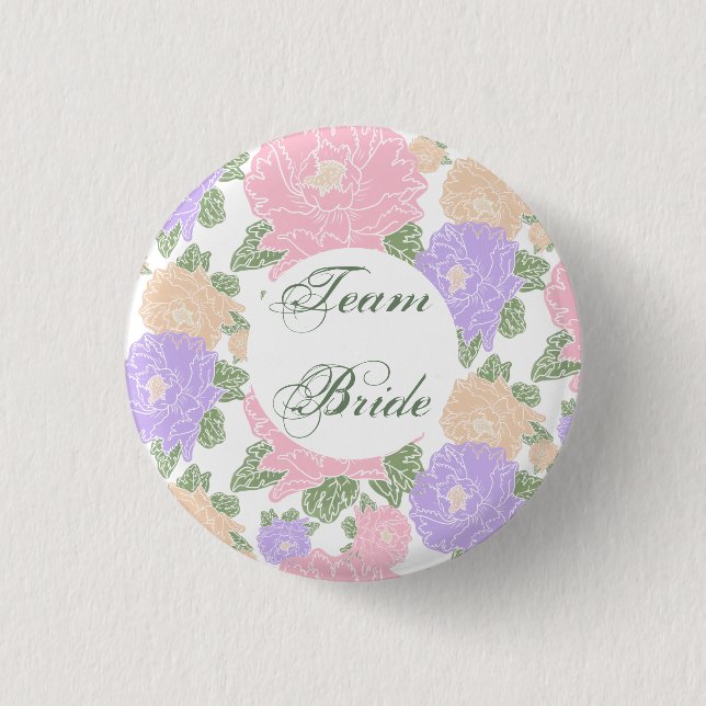 Team Bride, floral 3 Cm Round Badge (Front)