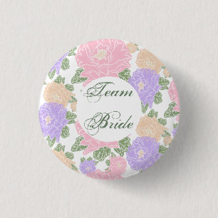 Team Bride, floral 3 Cm Round Badge