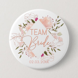 TEAM BRIDE FLORAL 7.5 CM ROUND BADGE