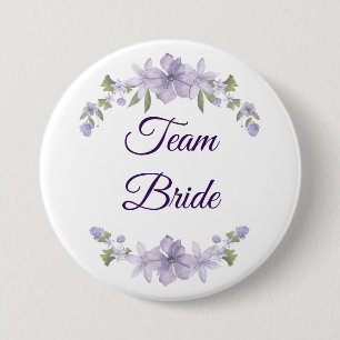 Team Bride Floral Button   Bridal Party Favor