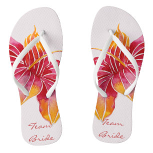 Team Bride   Floral Hawaiian Flip Flops