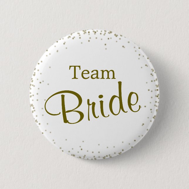 Team Bride Gold Confetti 6 Cm Round Badge (Front)