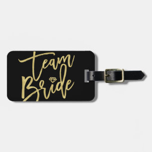 Team Bride Gold Diamond Bridal Party Luggage Tag