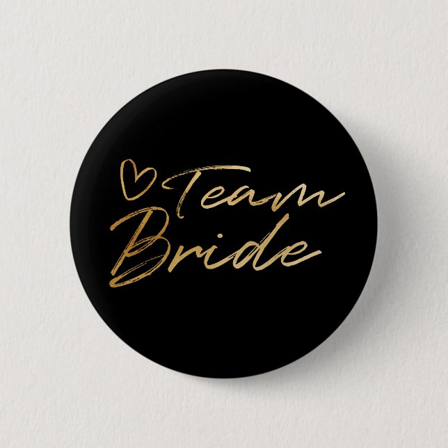 Team Bride - Gold faux foil button (Front)