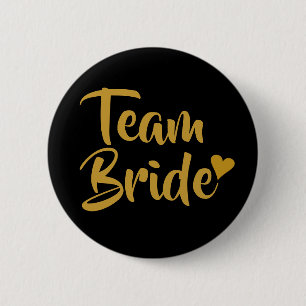 Team Bride Gold Heart 6 Cm Round Badge