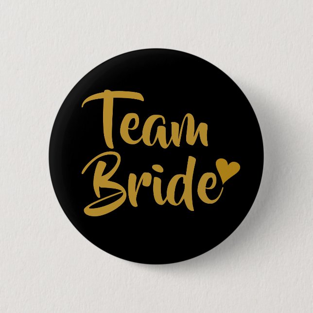 Team Bride Gold Heart 6 Cm Round Badge (Front)