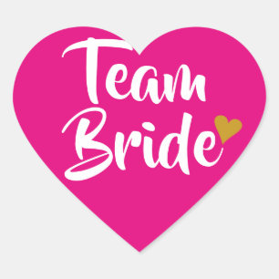 Team Bride Gold Heart Heart Sticker