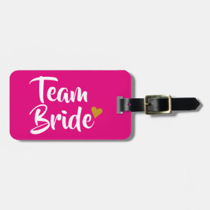 Team Bride Gold Heart Luggage Tag