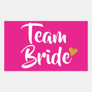 Team Bride Gold Heart Rectangular Sticker