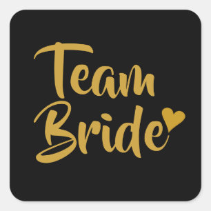 Team Bride Gold Heart Square Sticker