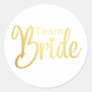 Team Bride gold typography Classic Round Sticker