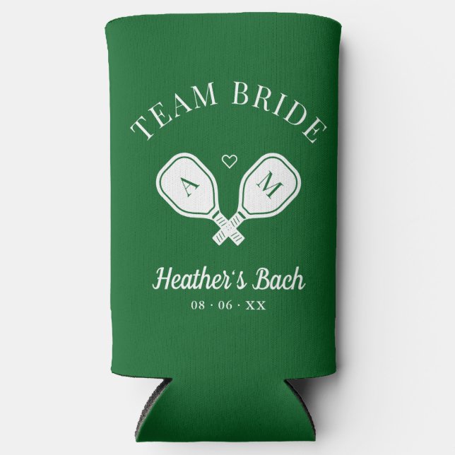 Team Bride Last Swing Pickleball Bachelorette Seltzer Can Cooler (Front)