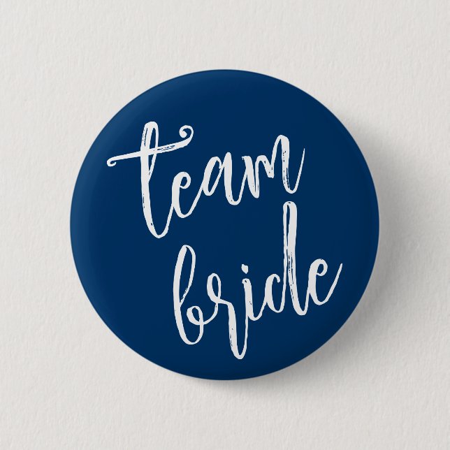 Team Bride Minimal Modern Blue Bachelerotte Party 6 Cm Round Badge (Front)
