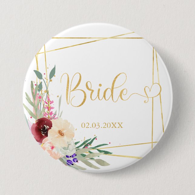 Team Bride! Modern Geometrik  7.5 Cm Round Badge (Front)