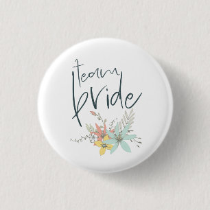 Team Bride Pastel Florals Wedding 3 Cm Round Badge