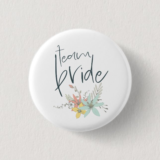 Team Bride Pastel Florals Wedding 3 Cm Round Badge (Front)