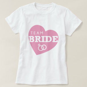 Team Bride Personalised Party Pink Heart Tops Tees