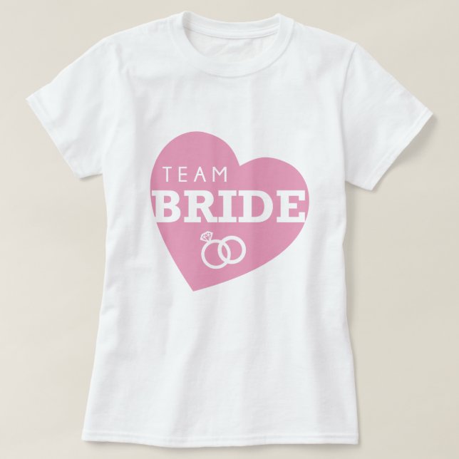 Team Bride Personalised Party Pink Heart Tops Tees (Design Front)