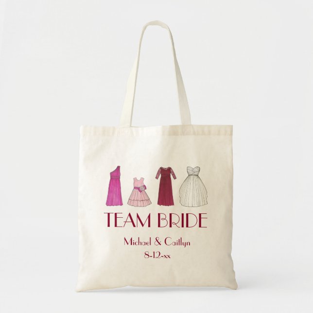 TEAM BRIDE Personalised Wedding Bridal Party Tote Bag (Front)