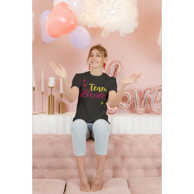 Team Bride Pink and Yellow Bride Bachelorette T-Shirt (Creator Uploaded)