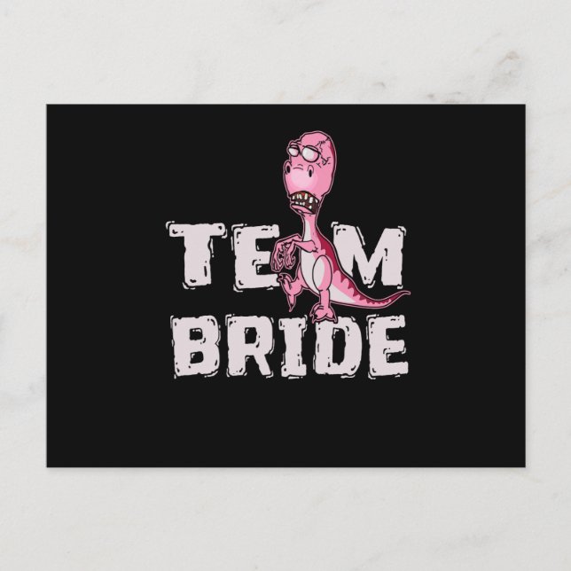 Team Bride Pink Dinosaur Bridal Shower Invitation Postcard (Front)