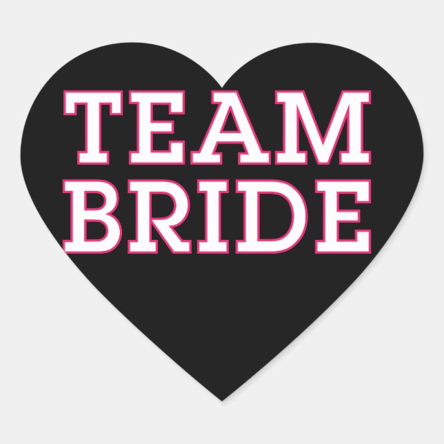 Team Bride Pink Outline Black Heart Sticker (Front)