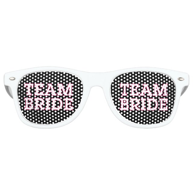 Team Bride Pink Outline Black Retro Sunglasses (Front)
