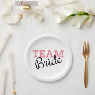 Team Bride Pink Script Paper Plate