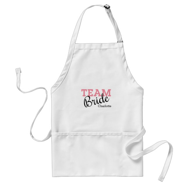 Team Bride Pink Script Standard Apron (Front)