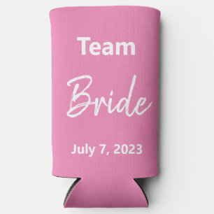 Team Bride - Pink & White - Wedding Seltzer Can Cooler