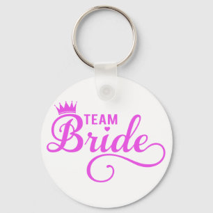Team bride, pink word art key ring