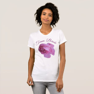 Team Bride pretty pink rose floral hen party T-Shirt