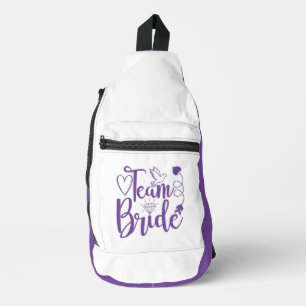 Team Bride Purple White  Sling Bag