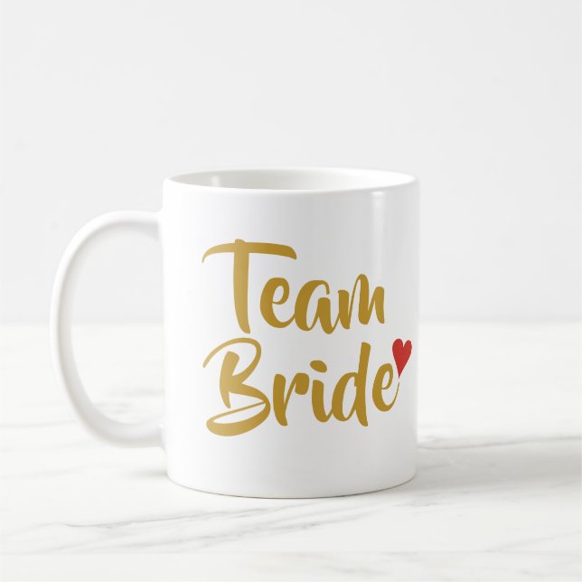 Team Bride Red Heart Coffee Mug (Left)