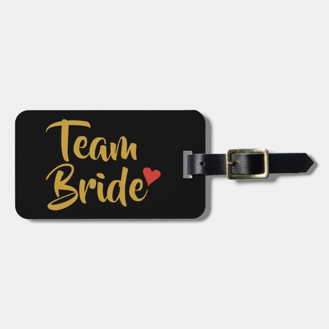 Team Bride Red Heart Luggage Tag (Front Horizontal)