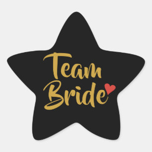 Team Bride Red Heart Star Sticker