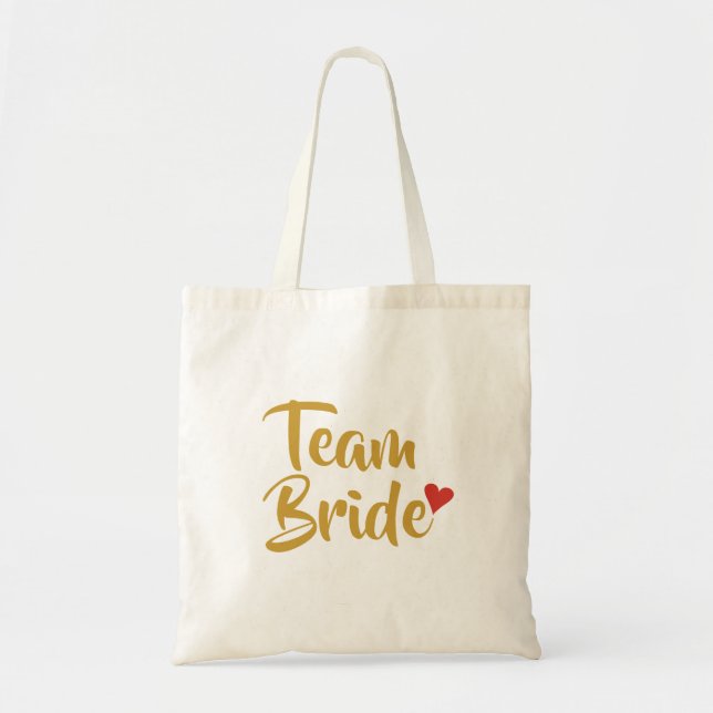 Team Bride Red Heart Tote Bag (Front)