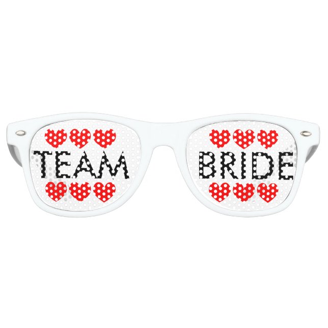 Team bride red hearts bachelorette party shades (Front)