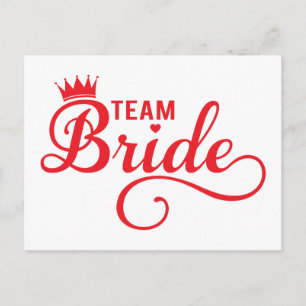 Team Bride, red word art text design for t-shirt Postcard