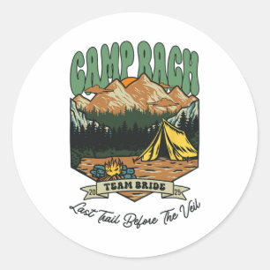 Team Bride Retro Camp Bach Camping Bachelorette Es Classic Round Sticker